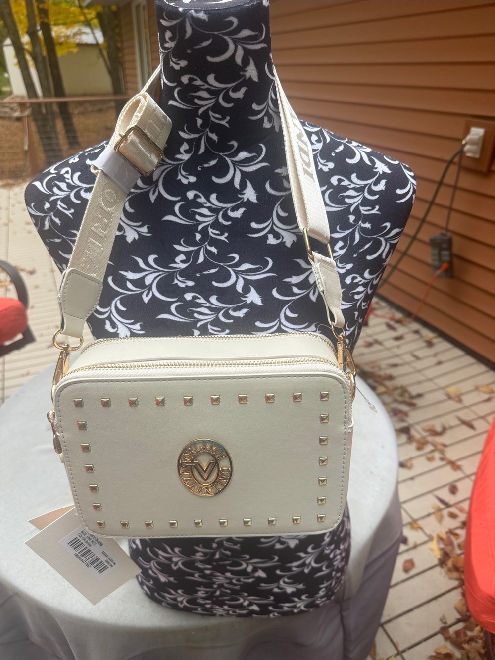 Valentino Orlando Cream Studded Crossbody Bag NWT 280 retail
